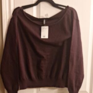 Women's H And M Burgundy Sweater Boat Neck Or Off The Shoulder